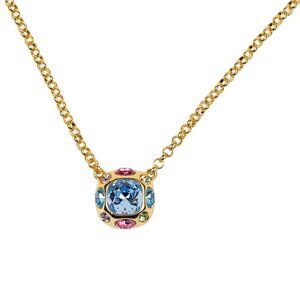 Kenneth Jay Lane, Gold Necklace with Multicolored Gem Pendant, 16-19" inches